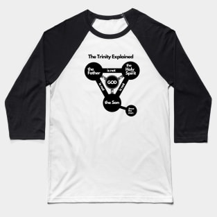 The Trinity explained, black graphic white Text Baseball T-Shirt